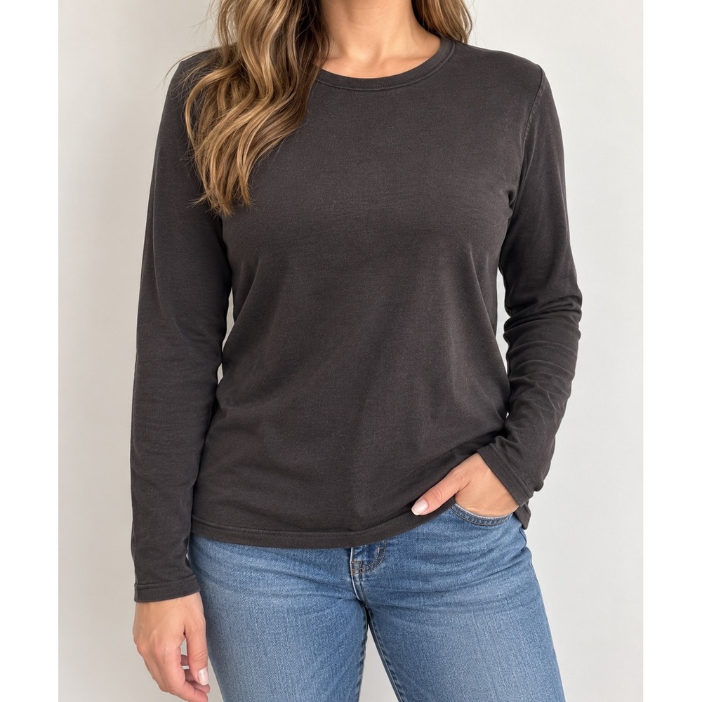 Pendleton Womens 75% Silk Long Sleeve Knit Charcoal Gray Large Quiet Luxury